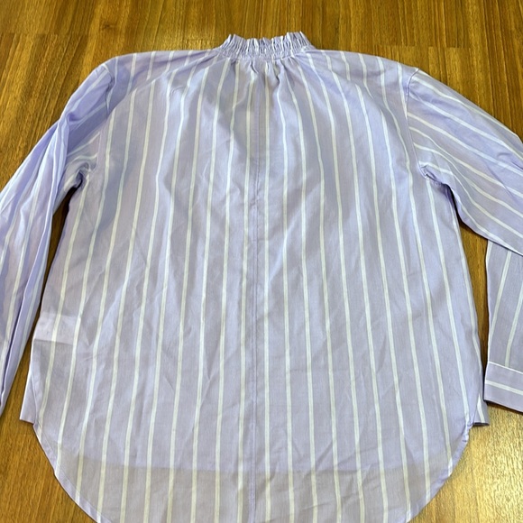 Women's purple and white striped long sleeve blouse - Picture 4 of 5